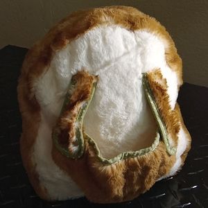 Mini Tan Fur Back Pack with Creme Lining and Gold Adjustable Straps